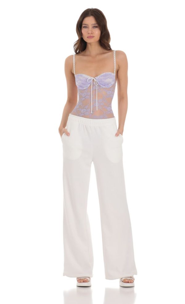 Sheer Lace Bodysuit in Lavender - Image 3