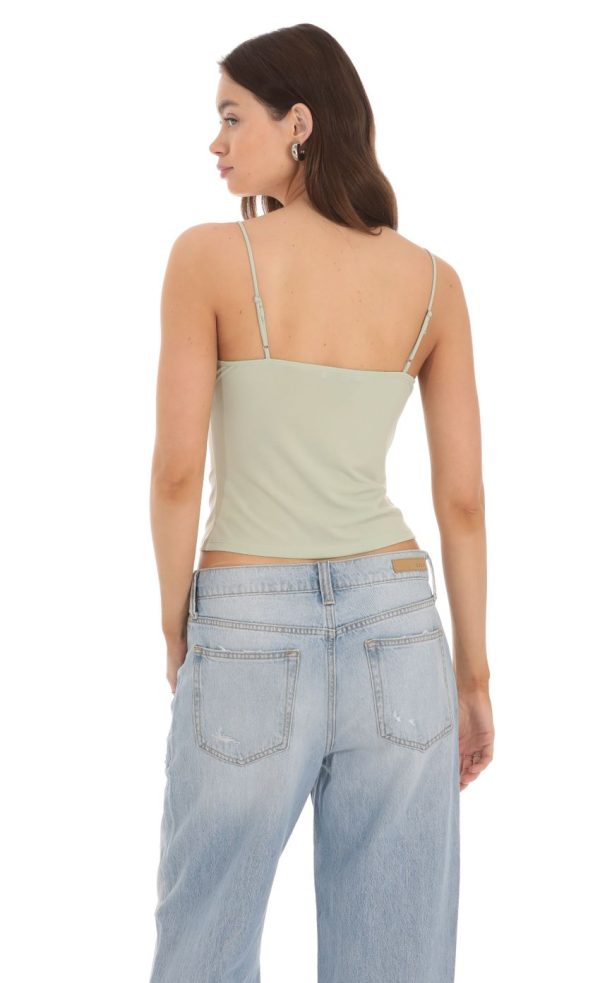 Lace Bow Top in Sage - Image 2