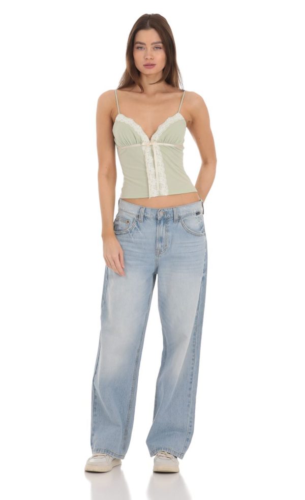 Lace Bow Top in Sage - Image 4