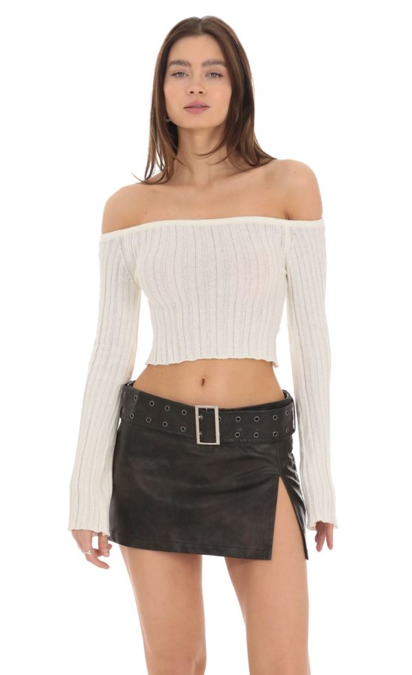 Off Shoulder Knit Top in Cream