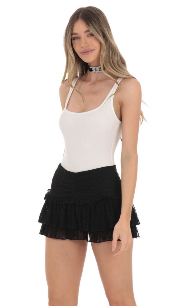 Ribbed Tank Bodysuit in White - Image 3