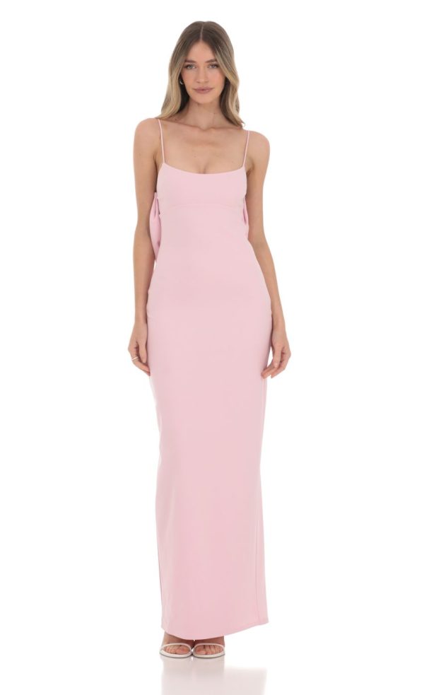 Back Bow Maxi Dress in Pink - Image 2