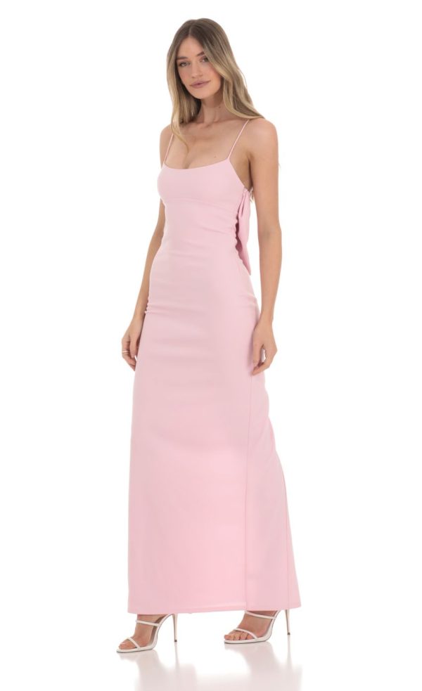 Back Bow Maxi Dress in Pink - Image 3