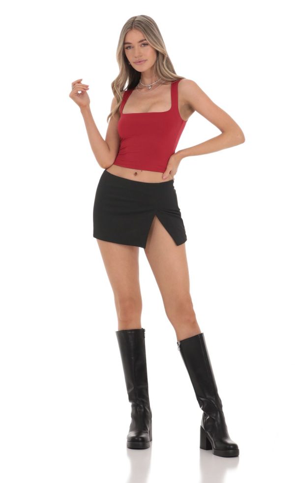 High Slit Mini Skirt in Black