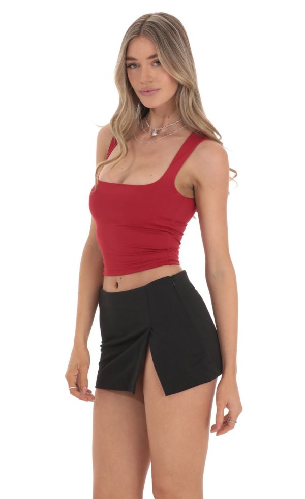 High Slit Mini Skirt in Black - Image 3