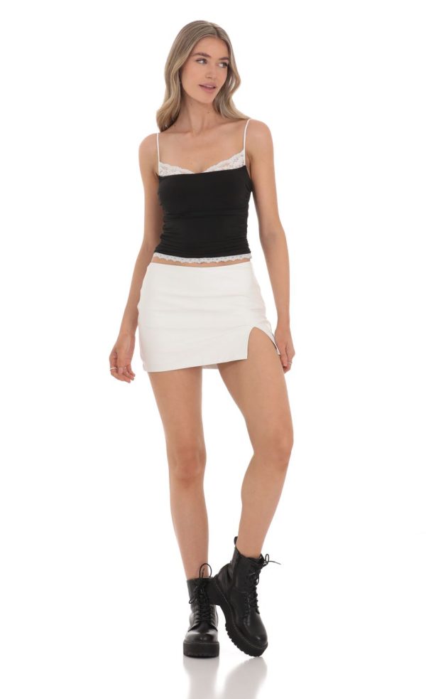 Faux Leather Skort in White
