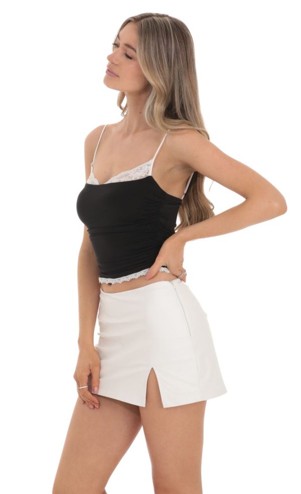 Faux Leather Skort in White - Image 3