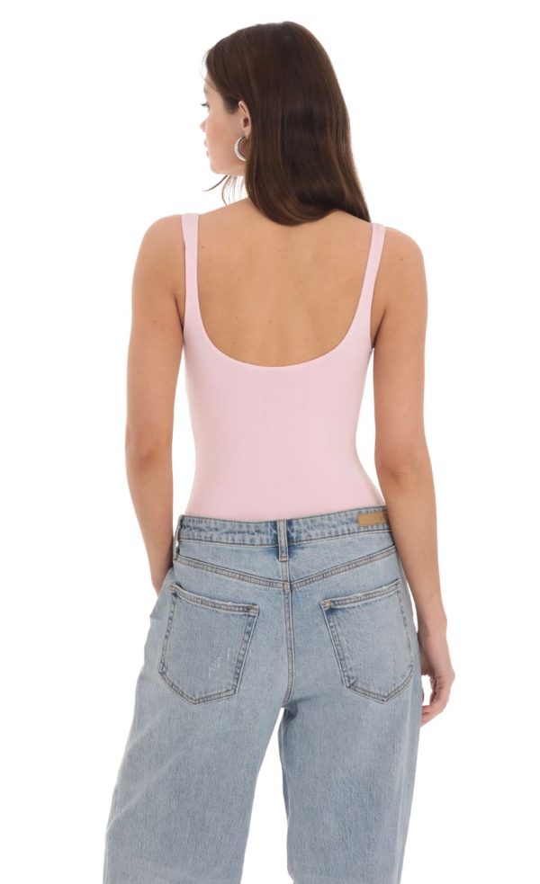 Basic Tank Bodysuit in Pink - Image 2