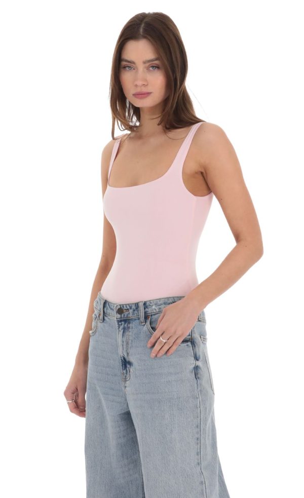 Basic Tank Bodysuit in Pink - Image 3