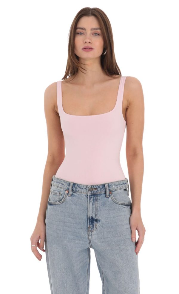 Basic Tank Bodysuit in Pink - Image 4