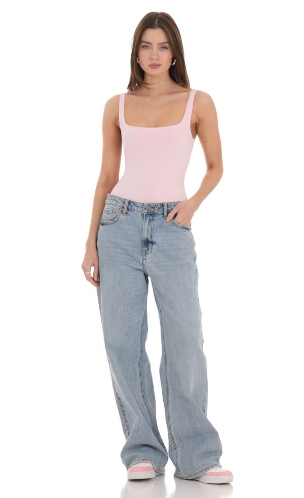 Basic Tank Bodysuit in Pink - Image 5