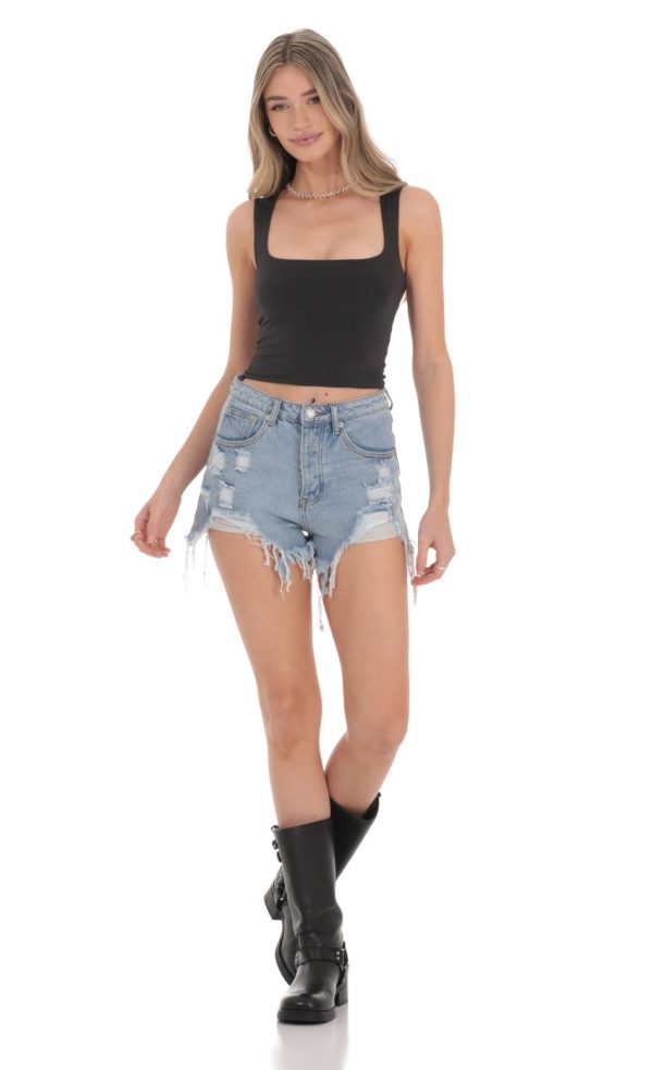 Scoop Neck Tank Top in Black - Image 4