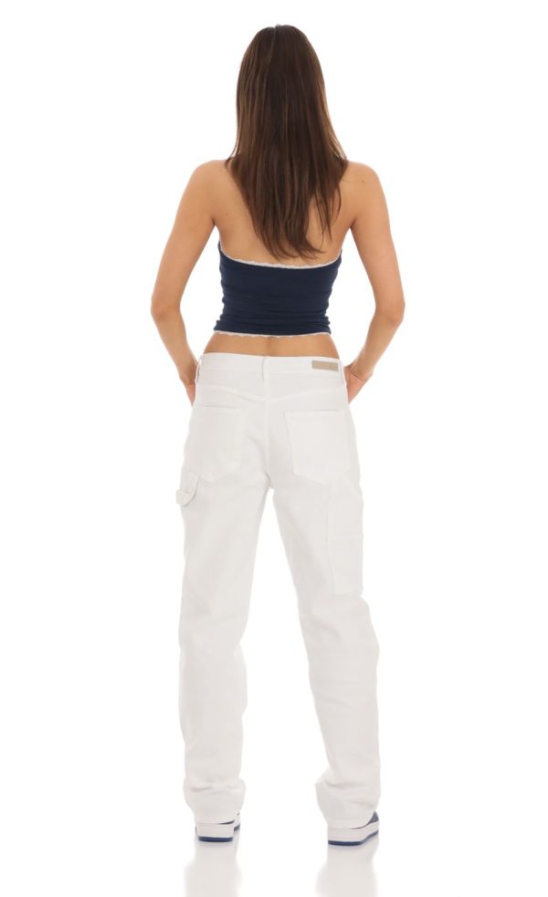 Straight Cargo Jeans in White - Image 2
