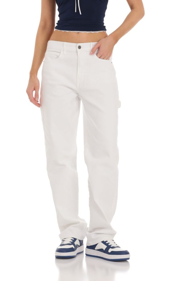 Straight Cargo Jeans in White - Image 4