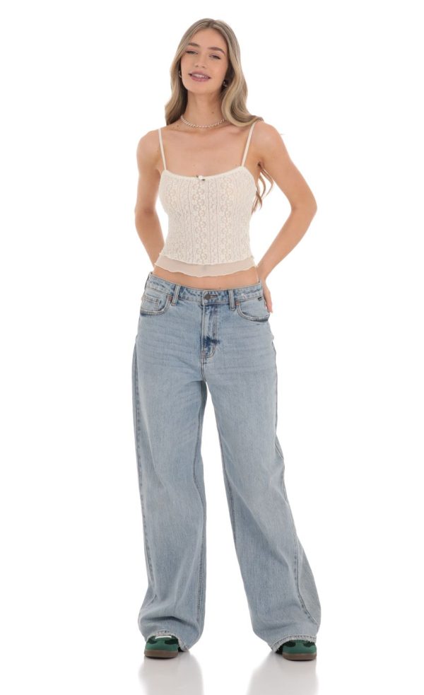 Textured Mesh Top in Ivory - Image 4