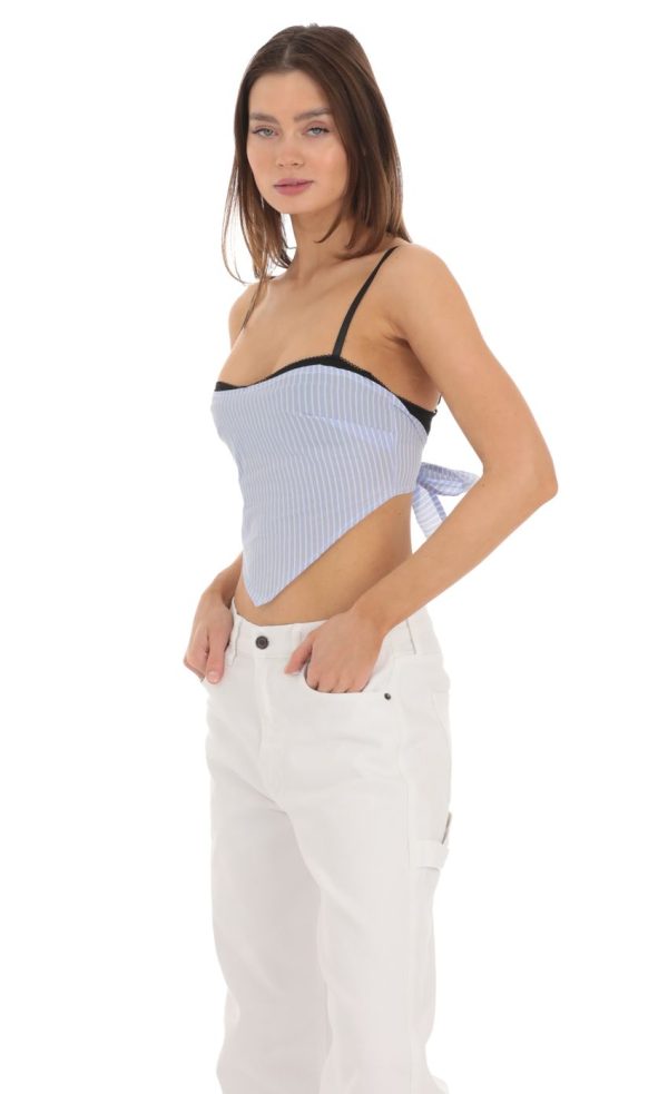 Pinstripe Bandana Top in Blue - Image 3