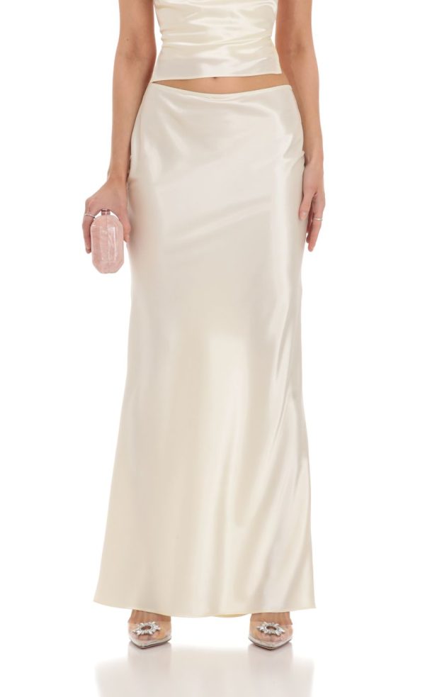 Satin Slip Two Piece Set in Ivory - Image 5