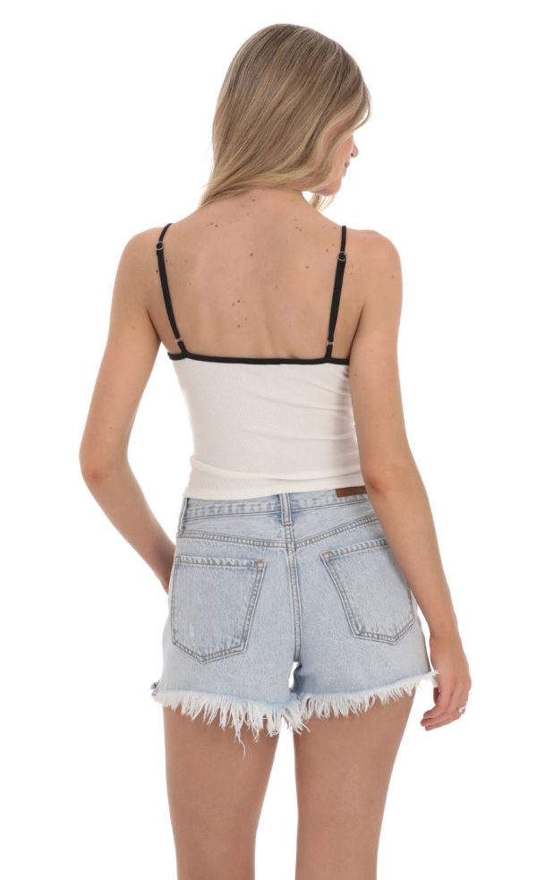 Triple Bow Ribbed Top in White - Image 2