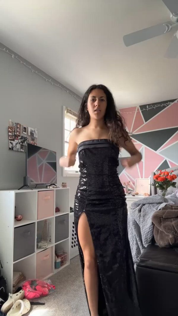Sequin Satin Back Tie Maxi Dress in Black - Image 5