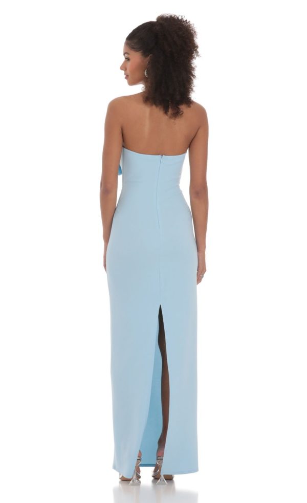 Bow Cutout Strapless Maxi Dress in Blue - Image 2