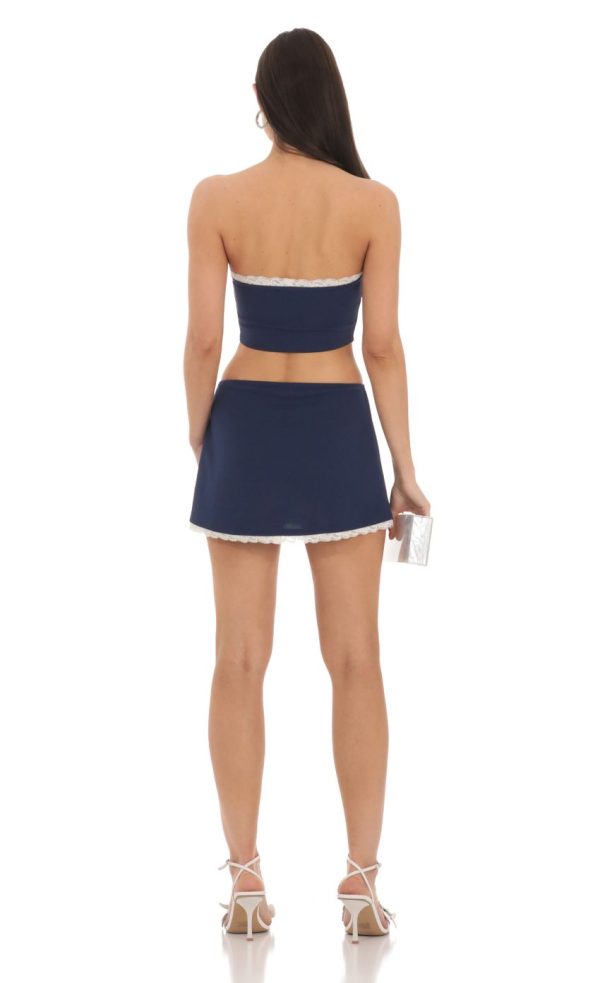 Pointed Bow Two Piece Set in Navy - Image 2