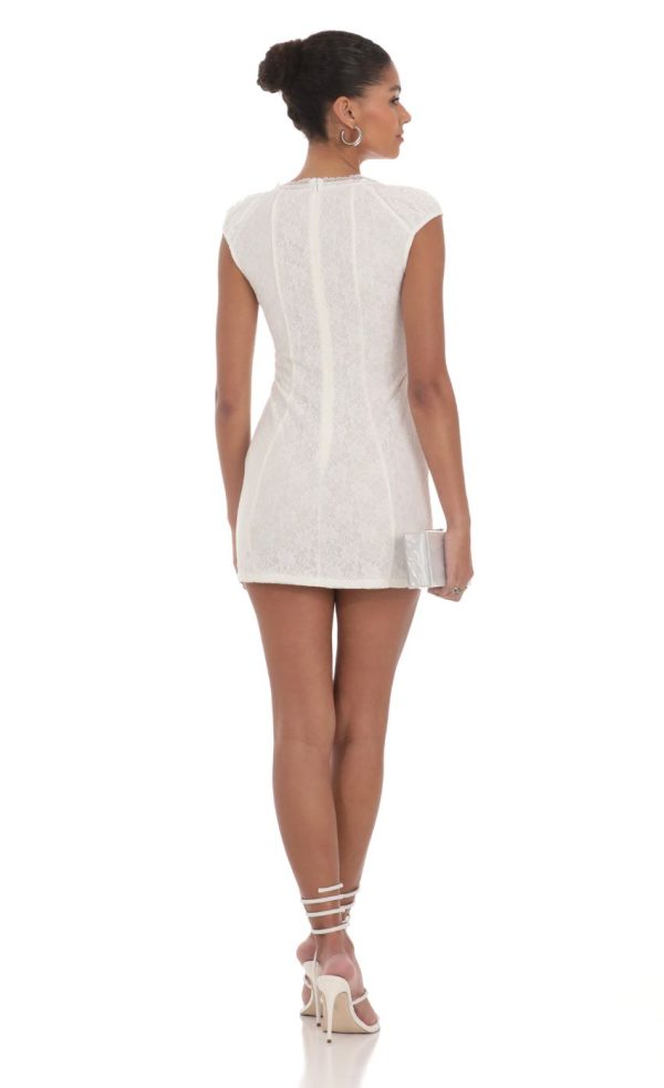 Lace Double Tie Dress in White - Image 2