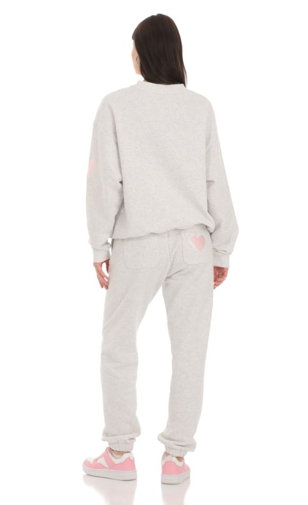 Heart Cinched Sweatpants in Grey