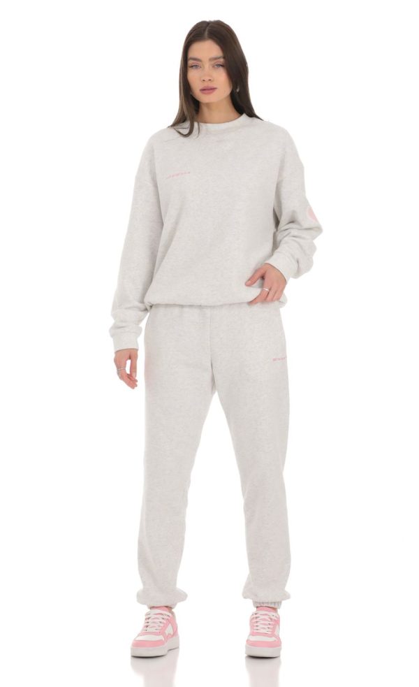 Heart Cinched Sweatpants in Grey - Image 2