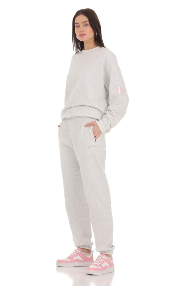 Heart Cinched Sweatpants in Grey - Image 3