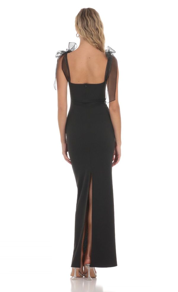 Shoulder Ties Maxi Dress in Black - Image 2
