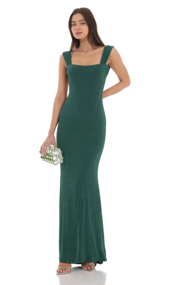 Open Back Maxi Dress in Green - Image 2