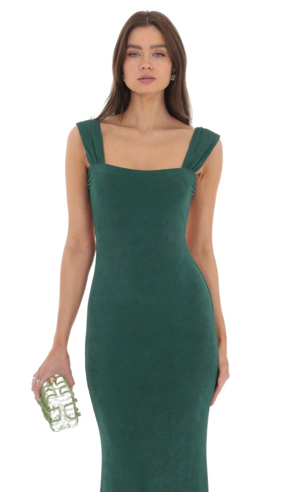 Open Back Maxi Dress in Green - Image 4