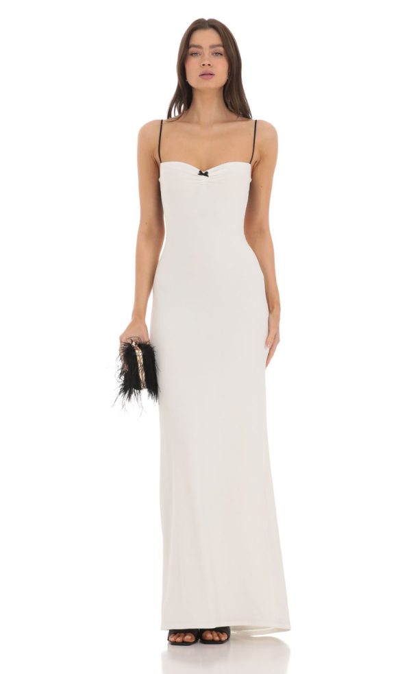 Open Back Two-Toned Maxi Dress in White - Image 2