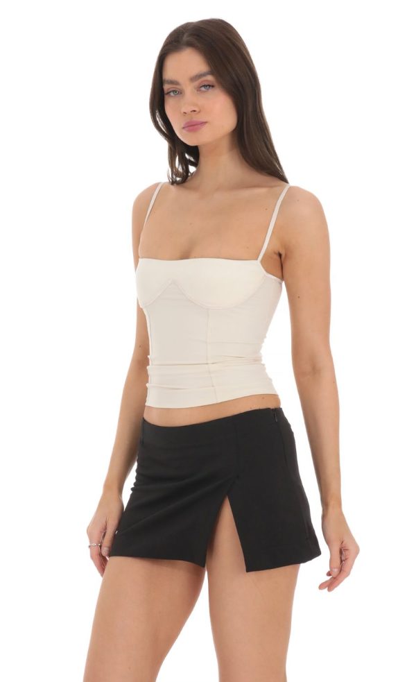 Suede Bust Top in Cream - Image 3