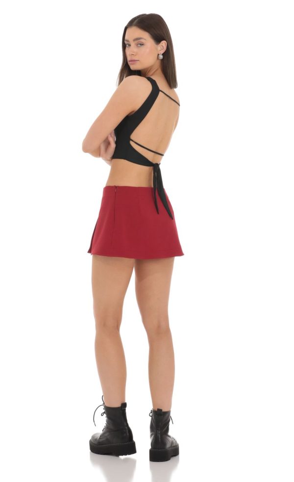 Side Slit Mini Skirt in Red - Image 2