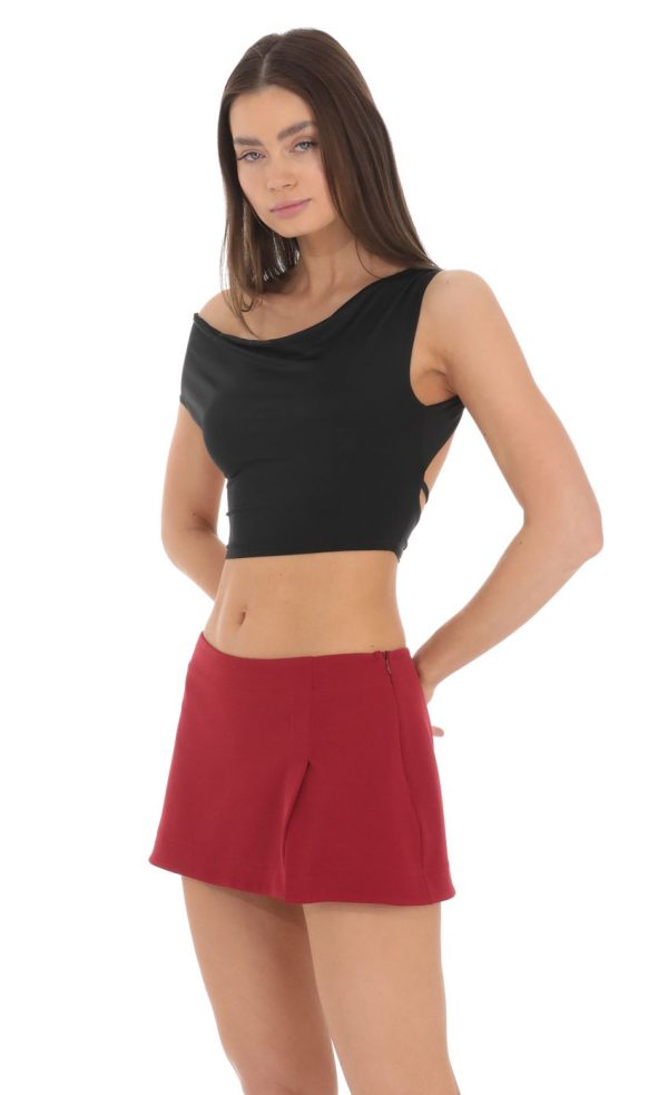 Side Slit Mini Skirt in Red - Image 3