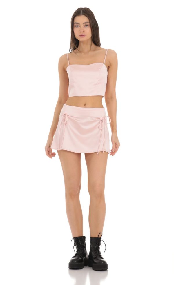 Satin Two Piece Set in Pink