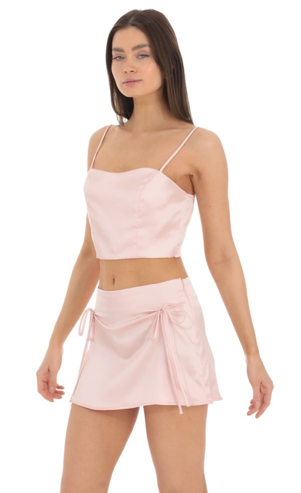 Satin Two Piece Set in Pink - Image 3