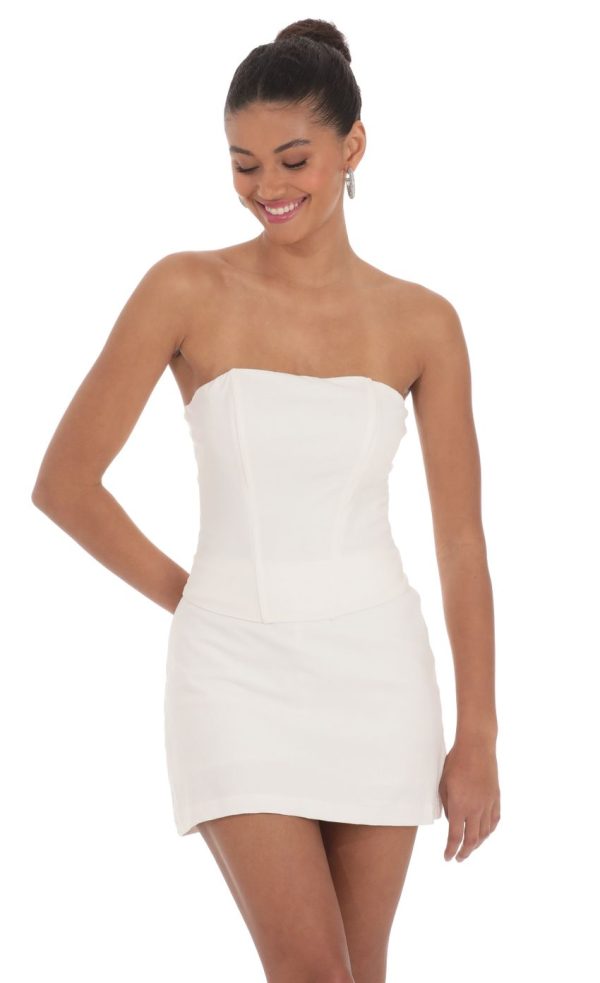Linen Corset Top in Off White