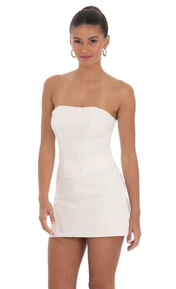 Linen Corset Top in Off White - Image 3