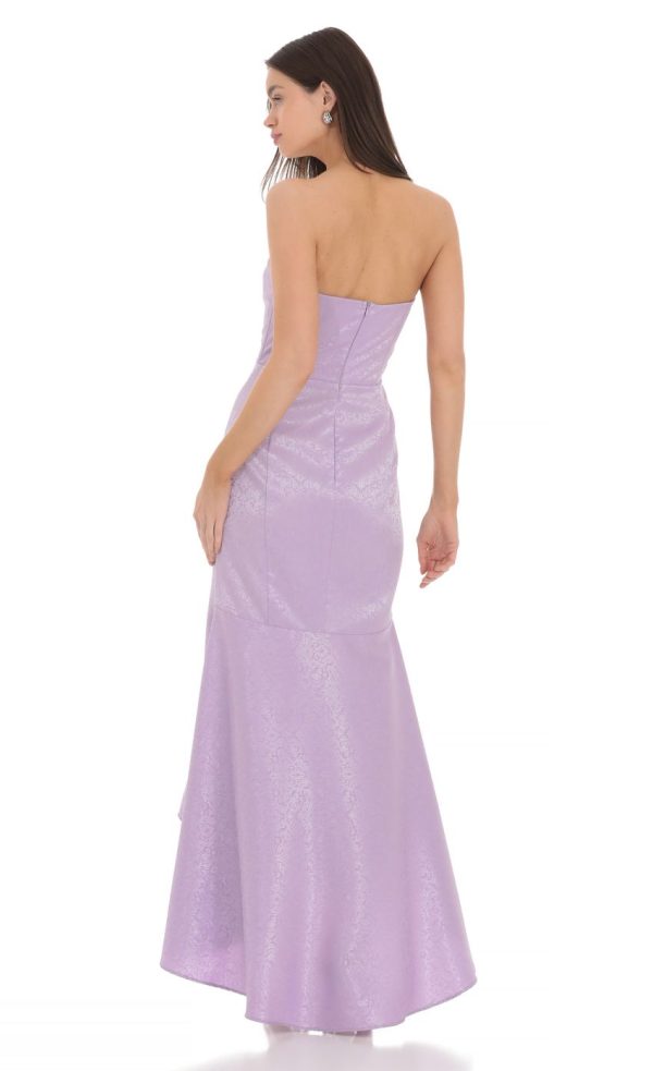 Jacquard Corset Mermaid Maxi Dress in Lavender - Image 2