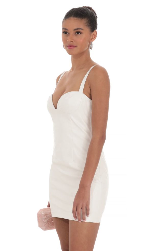 Faux Leather Dress in White - Image 3