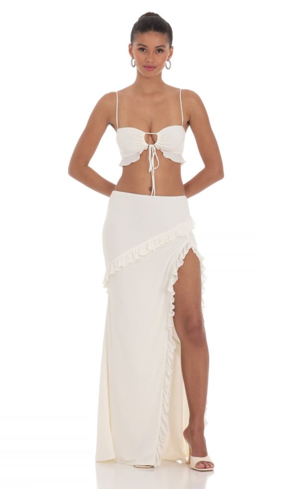 Ruffle Two Piece Set in White