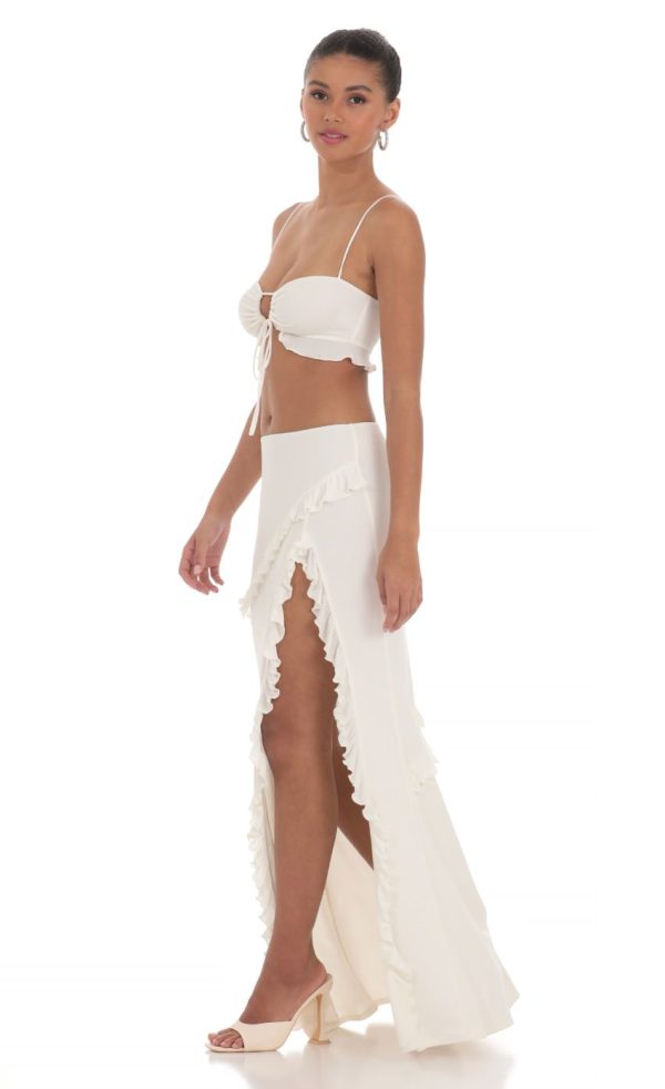 Ruffle Two Piece Set in White - Image 3