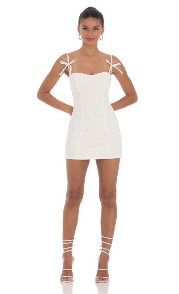 Bow Ties Bodycon Dress in White