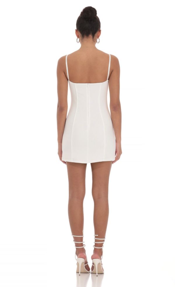 Bow Ties Bodycon Dress in White - Image 2