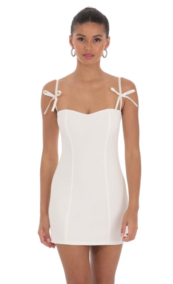 Bow Ties Bodycon Dress in White - Image 4