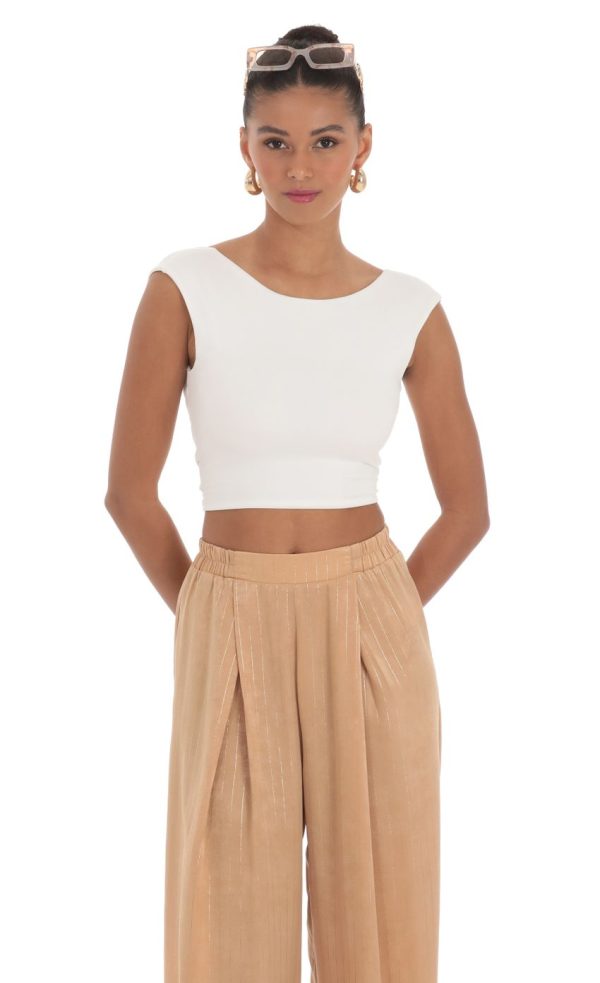 Open Back Tie Top in White - Image 2