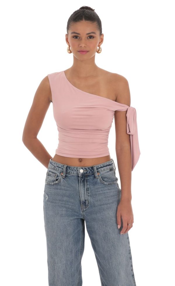 Off Should Tie Sleeve in Mauve Pink