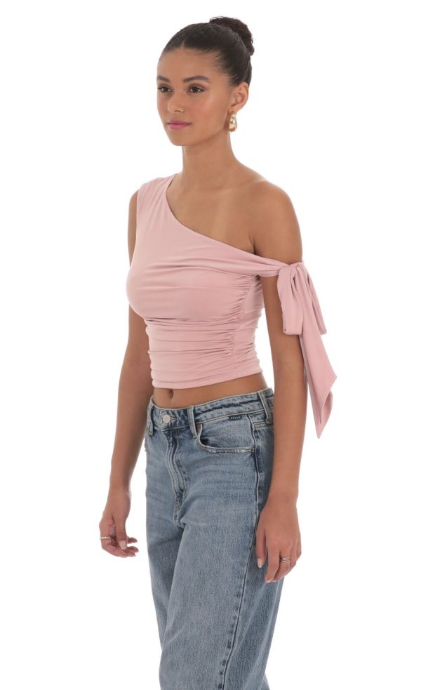 Off Should Tie Sleeve in Mauve Pink - Image 3